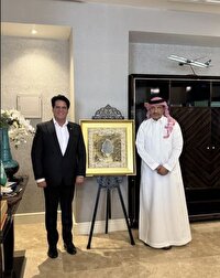 دیدار  خوشنویس برجسته مجومردی با سفیر عربستان