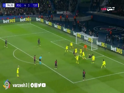 هت‌تریک از روی نقطه پنالتی؛ گل پنجم پاری‌سن‌ژرمن توسط ویتینیا در دقیقه ۷۶