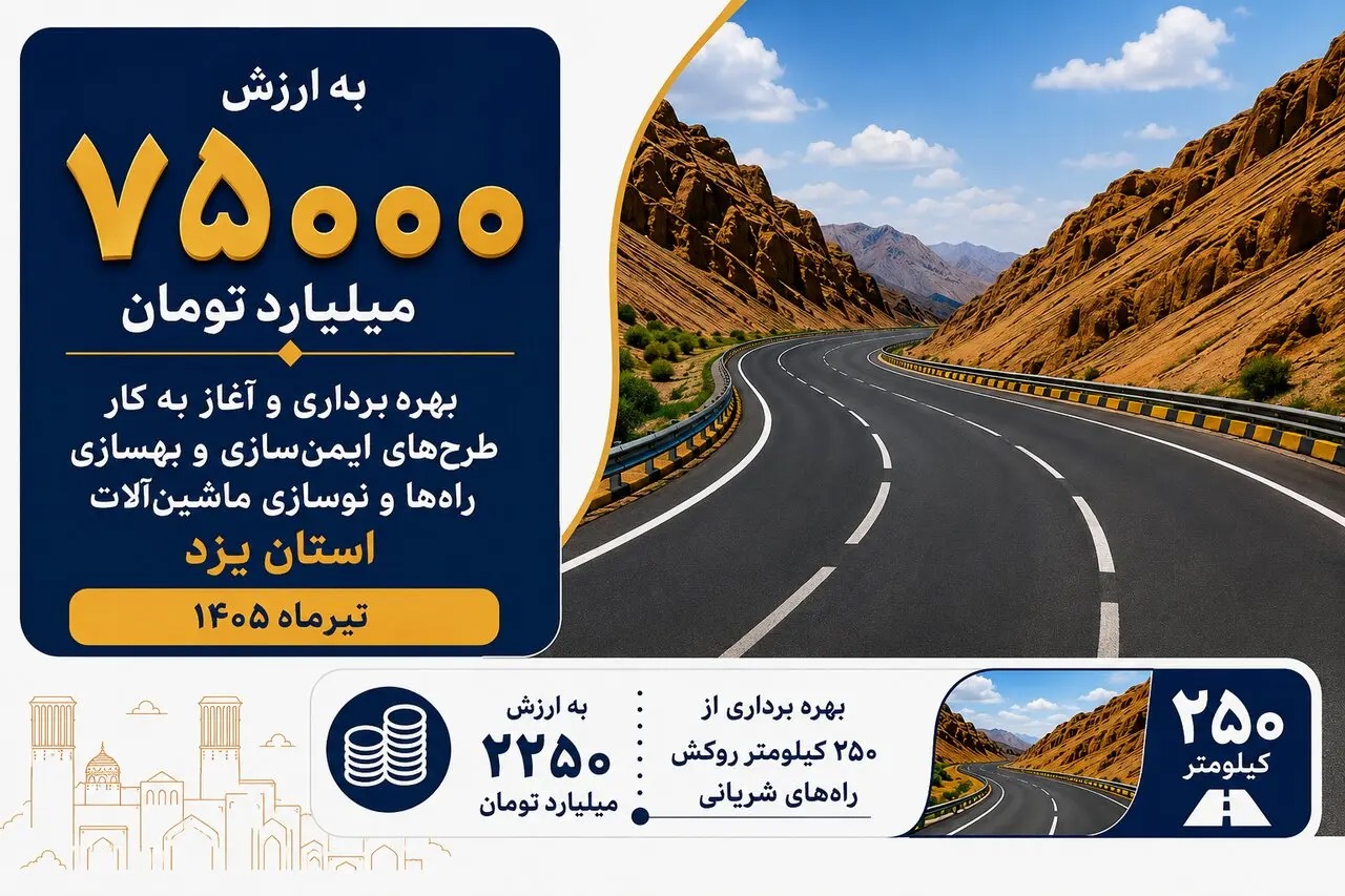 📑جزئیات افتتاح پروژه‌های ۷۵۰۰ میلیارد تومانی راهداری در یزد