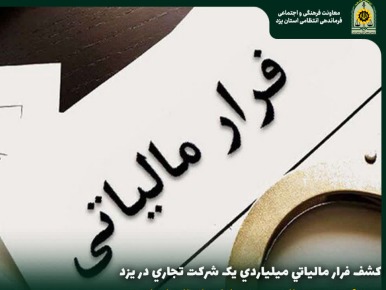 کشف فرار مالیاتی میلیاردی یک شرکت تجاری در یزد