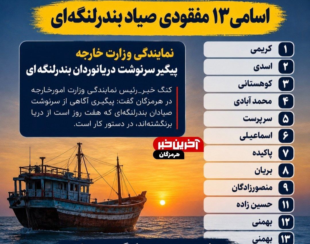 نمایندگی وزارت خارجه پیگیر سرنوشت دریانوردان بندر لنگه‌ای + اسامی | آخرین خبر