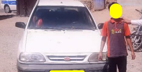 رانندگی پسر بچه ۱۳ ساله با پراید
